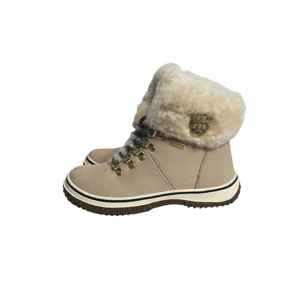 Pajar Galat Ankle Sheepskin Snow Waterproof Leather Boot Sand Women’s Size 6-6.5